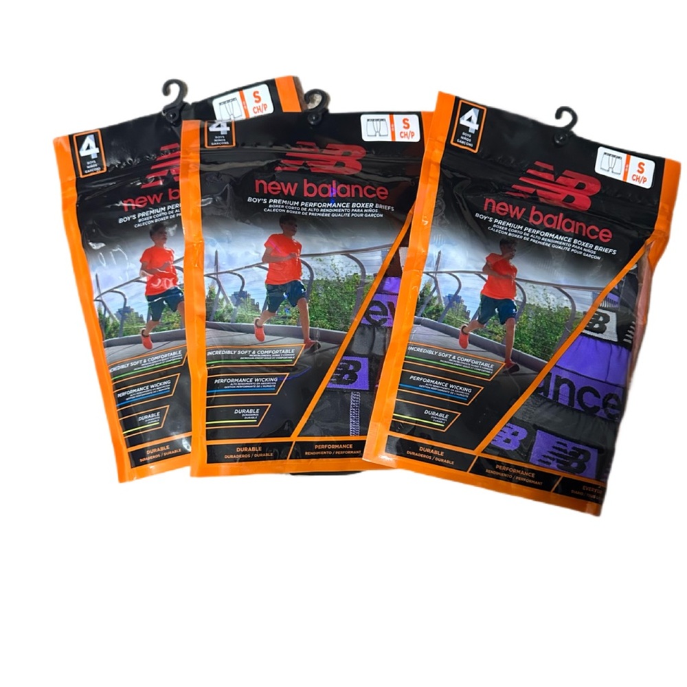 NEW BALANCE/BUNDLE (12 pair )BOYS Performance Boxer Briefs (4 per Pack) SIZE:SM